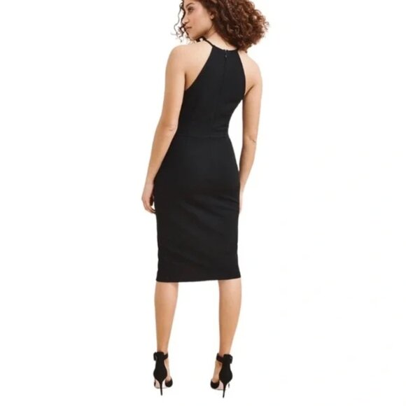Dynamite Black Halter Split Front Midi Dress - Picture 4 of 9